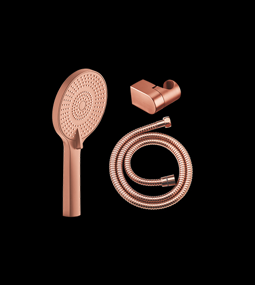 Rose Gold Dual Function Hand Shower Set with 1.5mtr.Flexible Hose & Swivel Hook Flows: Intense Rain and Soft Rain – Aquant India